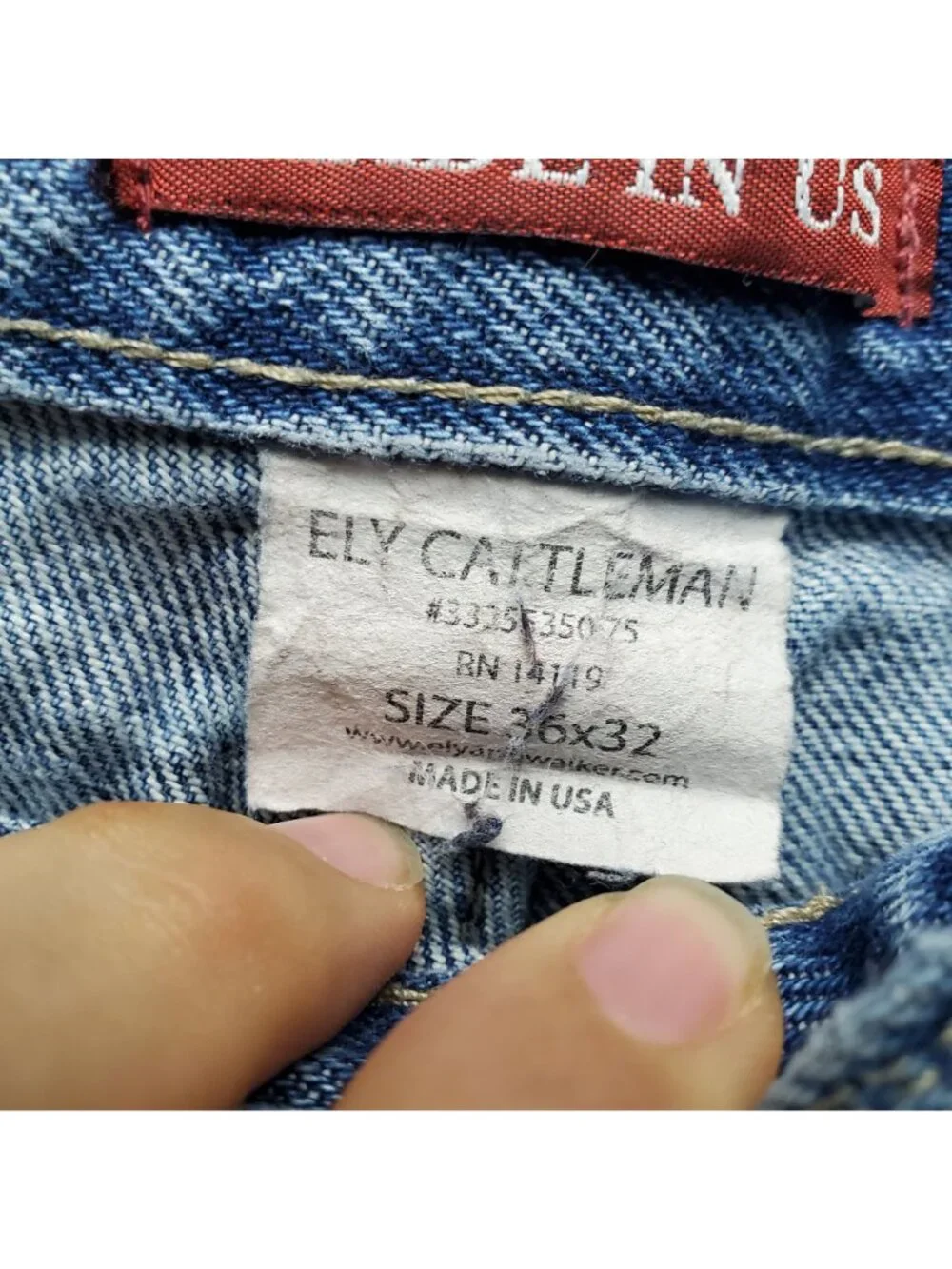 Ely Cattleman Jeans Mens 36x32 Blue Classic Fit Straight Leg Denim USA *Read*